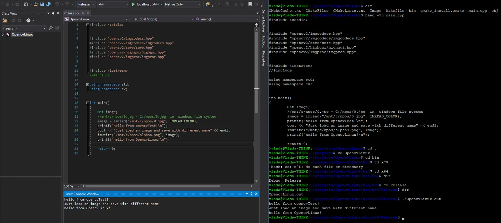 linux development in visual studio