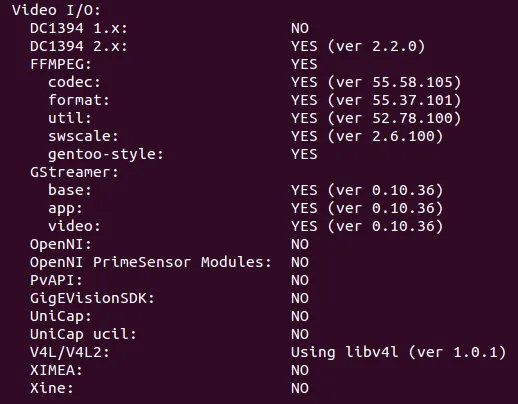 opencv config ffmpef