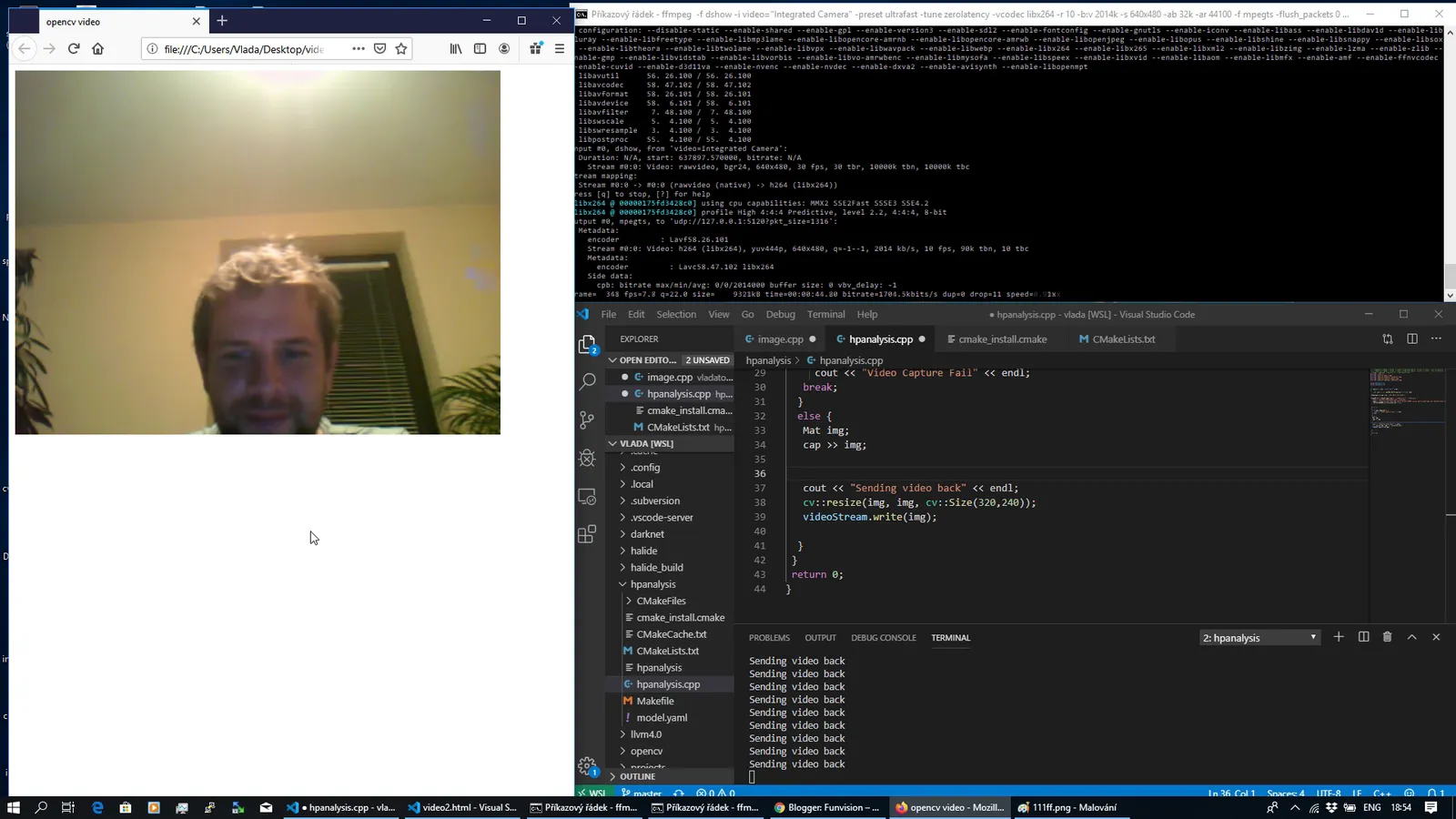 opencv WSL web camera ffmpeg