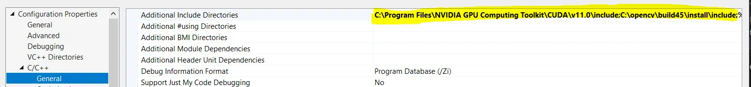 Opencv cuda configuration visual studio