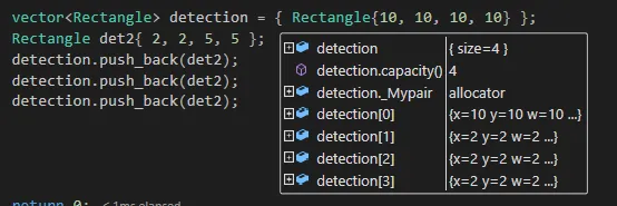 Vector of detection C++ STL