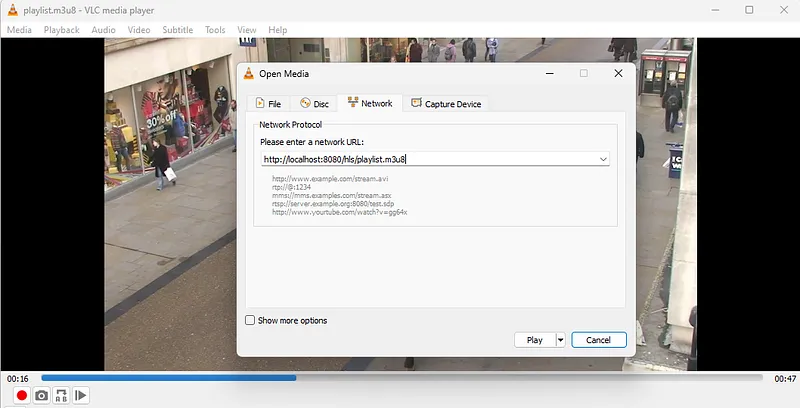 VLC captures HLS stream