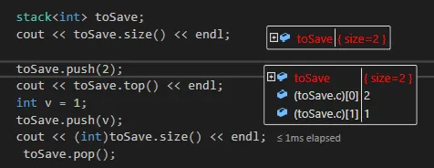 STL stack C++ library