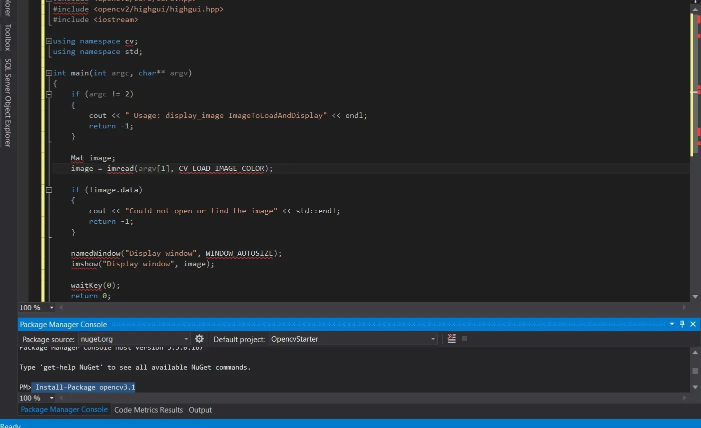 opencv 3,1 nuget