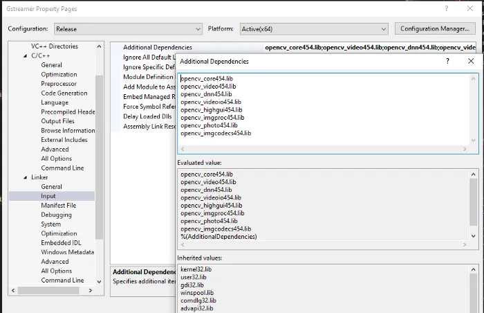 Libraries to build Opencv Gstreamer project