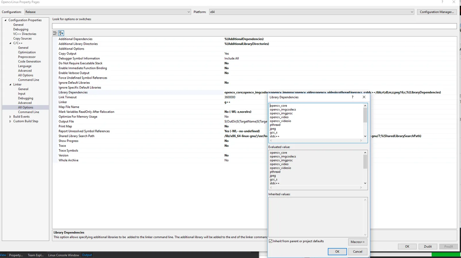 opencv 4 linker