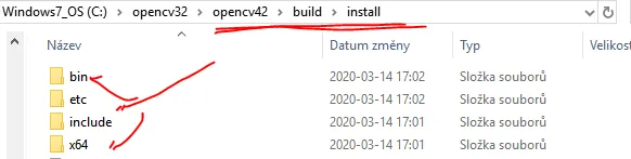 The finished build/install folder containing bin, etc, include and x64